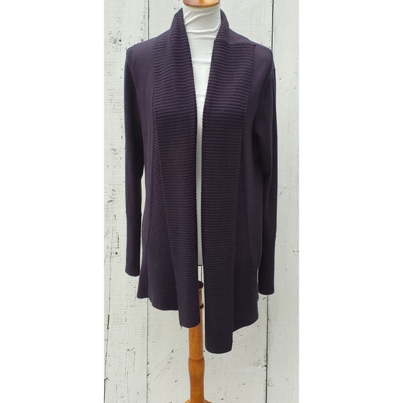 Joan Vass Womens Long Cardigan Black Size L Long Sleeve - Picture 1 of 4